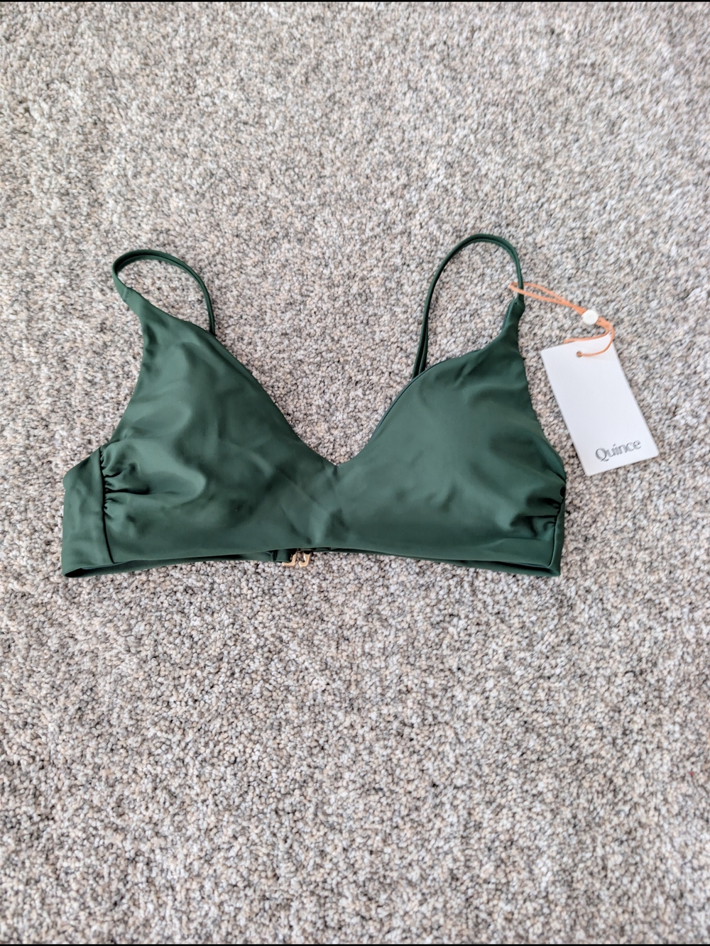 Quince NWT Italian Swimwear Bikini Top V-neck Bralette Green XS